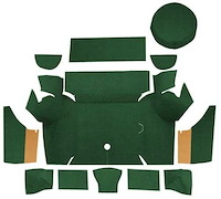 A4075A13 Trunk Carpet Set With Boards 1967-68 Mustang; Coupe; Nylon Loop; Dark Green