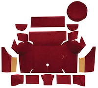 A4075A15 Nylon Loop Trunk Carpet Set With Boards 1967-68 Mustang Coupe; Maroon