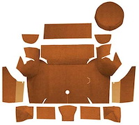 A4075A24 Nylon Loop Trunk Carpet Set With Boards 1967-68 Mustang Coupe; Saddle
