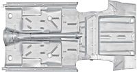 C9008W Complete Floor Pan And Trunk Pan 1966-67 Chevy II Nova; With Braces; Weld Thru Coated