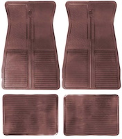 CM65102 Factory Style Rubber Floor Mat Set for 1973-1987 Chevrolet, Pontiac Models [With GM Logo, Dark Red]