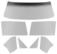 E352S Glass Kit 1967 Camaro/Firebird Convertible; 7 Piece; Smoke Gray Tint