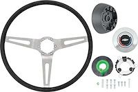 K620 Comfort Grip Steering Wheel Kit 1969-72; with Tilt Wheel; Silver Spokes- Black Grip