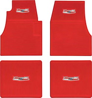 M55202 Ribbed Rubber Floor Mat Set 1955-57 Chevy; With "Chevrolet" Crest; Front And Rear; Red; 4-Piece Set