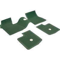 M63013 Bow Tie Rubber Floor Mat Set 1963-64 Impala, Bel Air, Biscayne; w/o Console; Dk Green; Front & Rear