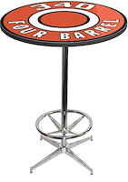 MD673110 Pub Table With Chrome Base And Foot Rest Mopar 340 Four Barrel Logo Pub Table With Chrome Base And Foot Rest