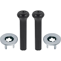 R2590 1973-88 GM, Door Lock Knob Kit, Plastic, Smooth Black Knobs, With Wide Ferrules