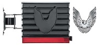 R278147 1979-81 Firebird/Trans Am Fuel Door Assembly with Bracket and Emblem; Smoke With Silver Bird