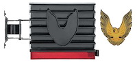 R278148 1979-81 Firebird/Trans Am Fuel Door Assembly with Bracket and Emblem; Smoke With Gold Bird