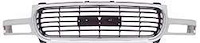 T70458 Front Grille Assembly for 1999-2002 GMC Sierra, Yukon [Chrome Shell with Black Insert]