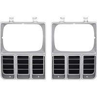 T71147 1981-82 Chevrolet; Pickup; Blazer; Suburban; Headlamp Bezels; Single Headlamp; Argent Silver and Black; LH and RH