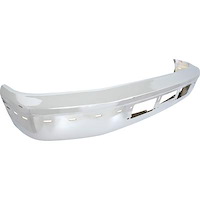 TR17757W Front Bumper for 1992-1996 Ford F150, F250, F350 Diesel [Chrome, With Pad Strip Holes and License Bracket Holes]