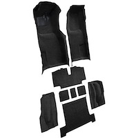 VT1117201 1969-70 Chevrolet Corvette; Automatic; Complete Molded Carpet Set; w/ Heel Pad & Toe Pad; Loop; Black
