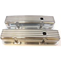 Nostalgic Baffled Aluminum Finned Valve Covers 1958-86 Small Block Chevy 283-350