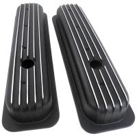 Nostalgic Baffled Aluminum Finned Valve Covers 1987-Up Small Block Chevy 305, 350 Center Bolt