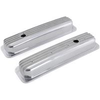 Nostalgic Baffled Aluminum Finned Valve Covers 1987-Up Small Block Chevy 305, 350 Center Bolt