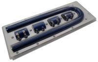 BLUE 48 STAINLESS STEEL RADIATOR HOSE KIT WITH BLUE ALUMINUM CAPS
