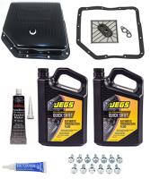 GM TH350 Steel Transmission Pan [Adds 1 1/2 Quarts], Transmission Fluid, Transmission Filter and Gasket Kit [Black]