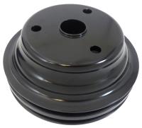 BLACK ANODIZED ALUMINUM SB CHEVY V8 DOUBLE GROOVE CRANKSHAFT PULLEY - LWP LOWER