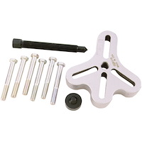 Flange-Type Puller Pulls Harmonic Balancers, Timing Gears And Other Parts Having 2 Or 3 Tapped Holes