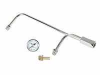 3/8" Chrome Fuel Line with Pressure Gauge for Holley 4160, 3310 Carburetors 8-21/32" Centers