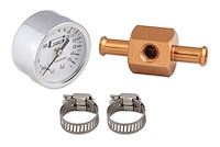 Fuel Pressure Gauge W/ In-Line Adapters 3/8" Inlet & Outlet
