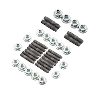 Oil Pan Studs SB-Chevy & 90° V6, Olds V8 Includes: (14) 1/4" -20/28 x 1-1/8" and (4) 5/16" -18/24 x 1-5/16" Studs and Nuts