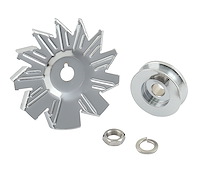 Chrome Alternator Fan & Pulley Kit Stamped Steel Fan