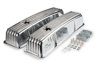Cast Aluminum Finned Valve Covers for 1958-1986 Chevy 283-400 [Polished, Perimeter Bolt]