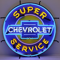 Super Chevrolet Service With Backing Neon Sign