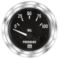 Deluxe-Series Oil Pressure Gauge, 2-1/16 in. Diameter, Electrical - Black Facedial