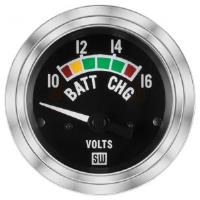 Deluxe-Series Voltmeter Gauge, 2-1/16 in. Diameter, Electrical - Black Facedial