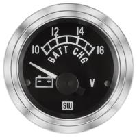 Deluxe-Series Voltmeter Gauge, 2-1/16 in. Diameter, Electrical - Black Facedial