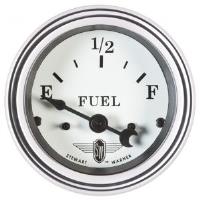 Wings-Series Fuel Level Gauge, 2-1/16 in. Diameter, Electrical - White Facedial