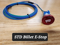 64-STD-E Billet E-Stop Kill Switch [Push/Pull, 3A, 7/8 in. Mount, 15 ft. Pigtails]