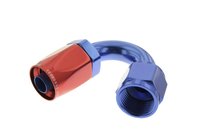 Hose End [6000 Series, -10 AN Hose to -10 AN Female Threads, 150 Degree, Blue/Red]