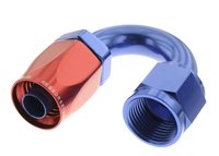 Hose End [6000 Series, -12 AN Hose to -12 AN Female Threads, 180 Degree, Blue/Red]