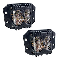 RS02FMC 40W - LED Auxiliary Flush Mount Light, w/ Amber Side Strobe, Profession-Grade, w/ Clear Lens, Pair,