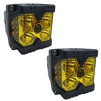 RS02SA 40W - LED Auxiliary Cube Light, w/ Amber Side Strobe, Profession-Grade, w/ Amber Fog Cutting Lens, Pair,