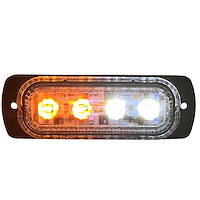 RS70014W-A Switching 4-LED Ultra Slim Flush Mount 19-Flash Pattern Marker Strobe Light, White/Amber
