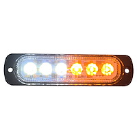 RS70016W-A White/Amber Switching 6-LED Ultra Slim Flush Mount 19-Flash Pattern Marker Strobe Light