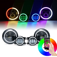 RS9JL4 9 in. Adapted HeadLights & 4 in. FogLights ColorSMART Combo Complete RGB Multi-Color Kit, 2018+ Jeep JL