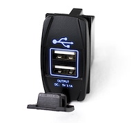 RSRSUSBB LED Rocker Switch 2-Port USB Charge Panel, w/ Blue Radiance