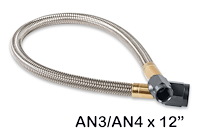 Stainless Steel PTFE Braided Hose with -4 AN to -3 AN Black Hose Ends