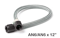 Stainless Steel PTFE Braided Hose with -6 AN to -6 AN Black Hose Ends