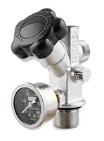 Super Hi-Flo Nitrous Bottle Valve with Black Face Gauge for 5 lb. and Larger NOS Bottles