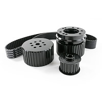 10093BK Gilmer Style Pulley Kit, Billet Aluminum, SBF, Black