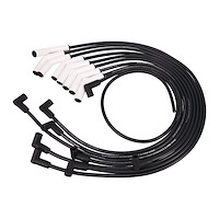 88033CE Ford Small Block Wires, 8.5mm Black, 135 Deg. White Ceramic Plug Boots