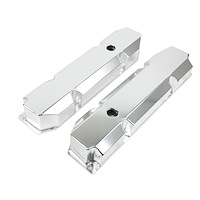 JM8097-8CA Valve Covers, Fab. Alum., Short Bolt w/ Holes Chrysler BB, Clear Anodized