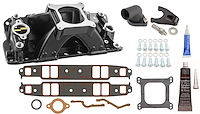 HiRise Intake Manifold Kit 1957-1995 Small Block Chevy 350 - Black Finish